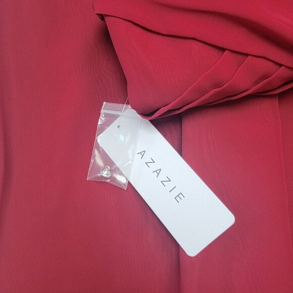 Azazie 'Danica' Bridesmaid Dress Burgundy Halter Neck A-Line Pleated NWT - Picture 7 of 12